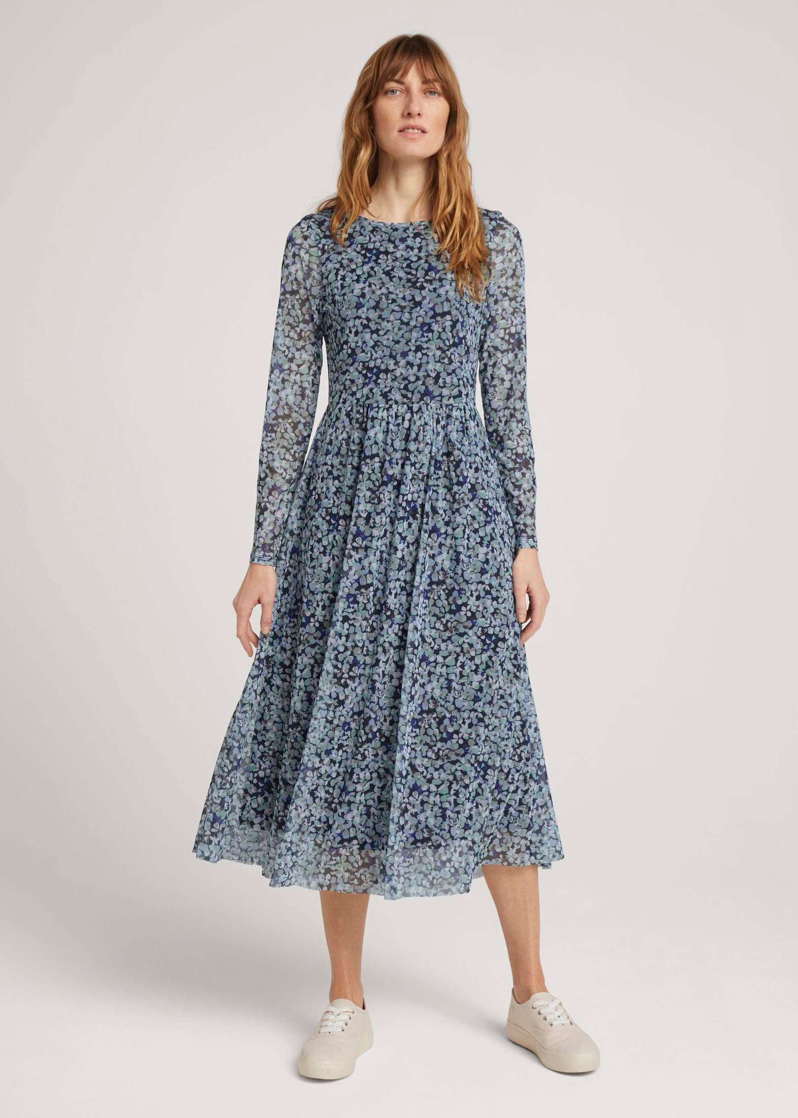 Tom Tailor® Dress Mesh Midi is Floral no (1023588-27263) available:( longer - Design Navy