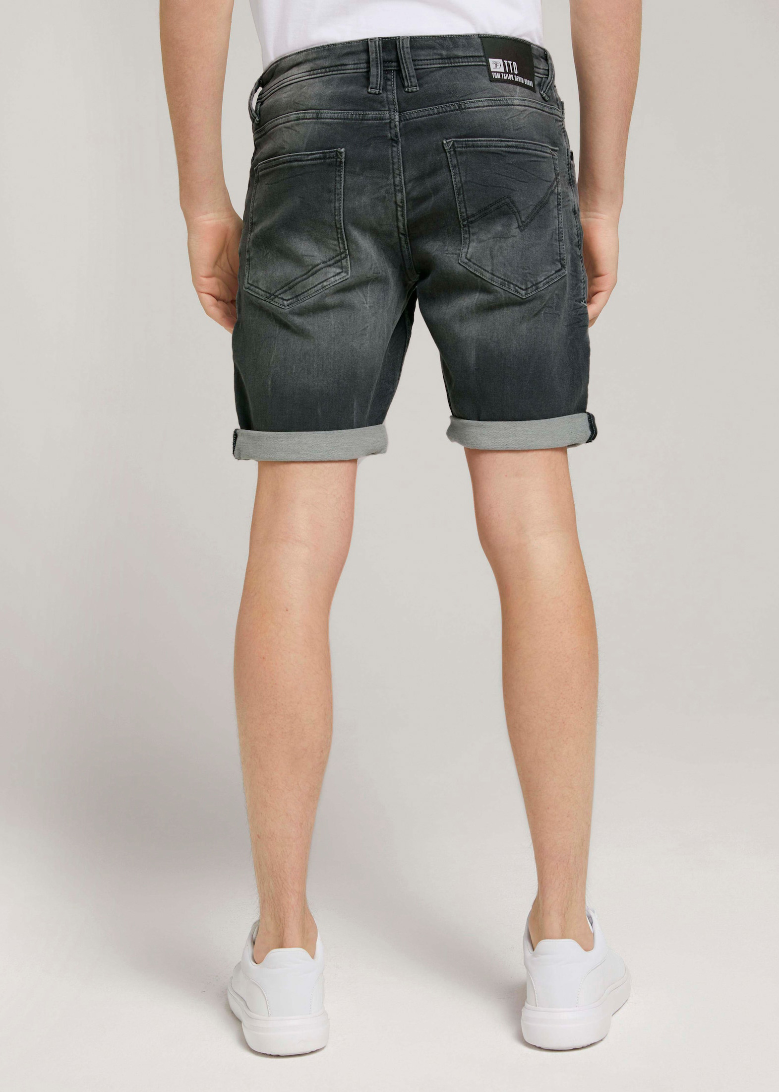 Men\'s Short Tom Tailor® Denim Regular - Used Grey 1024512-10219 Shorts / Denim Mid Stone Gray