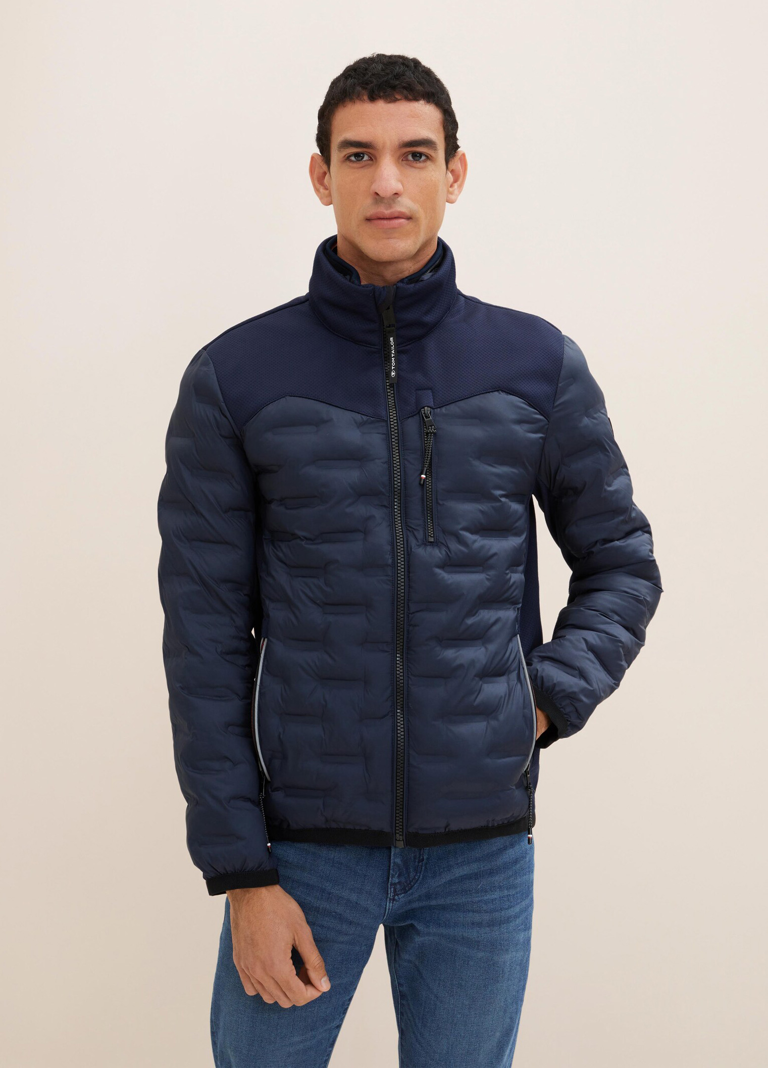 Men\'s Jacket Tom Tailor® Regular-fit Hybrid Jacket With Quilting - Sky  Captain Blue 1034036-10668 / Blue