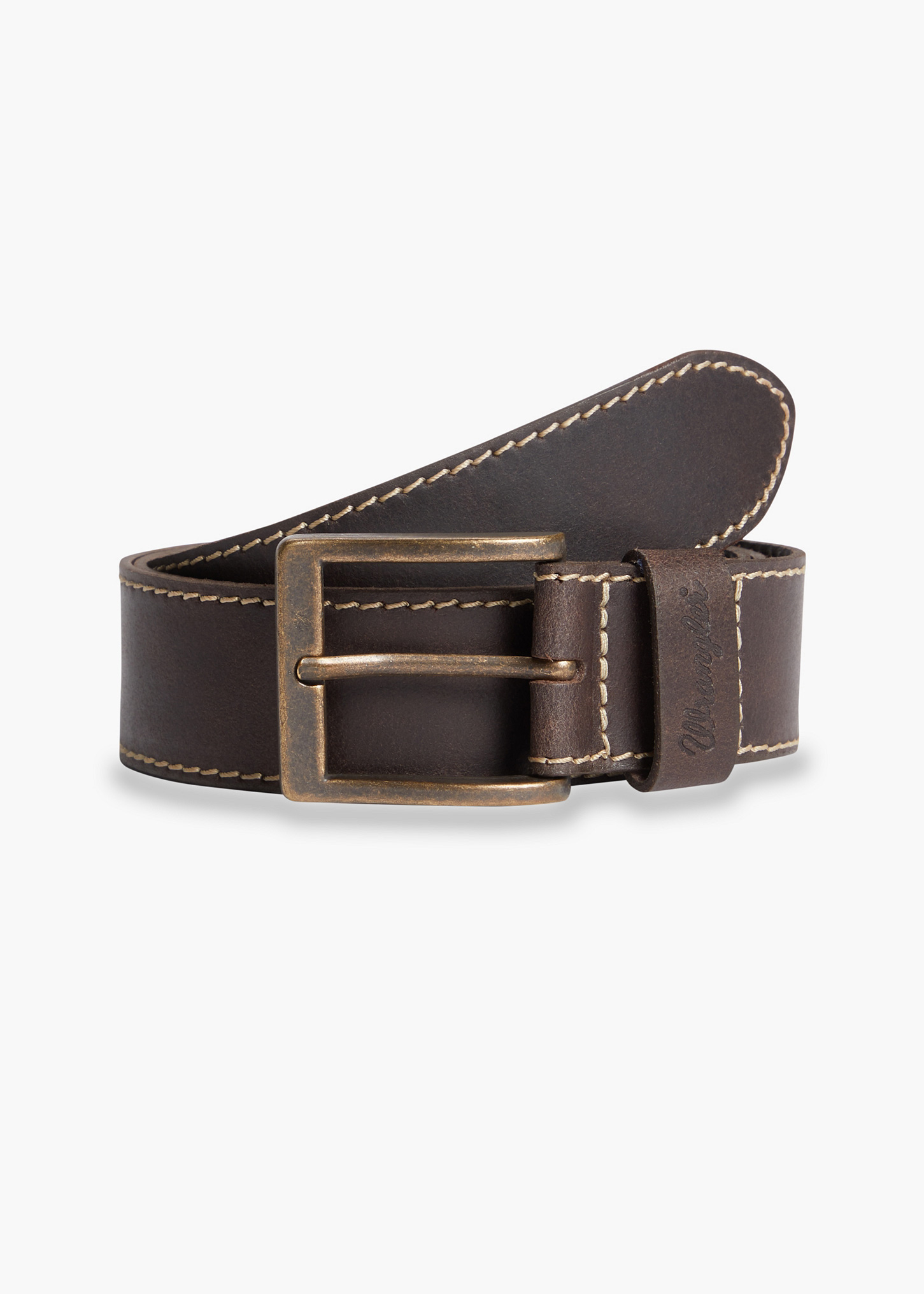 Black 115cm Wrangler Mens Basic Stitched Belt