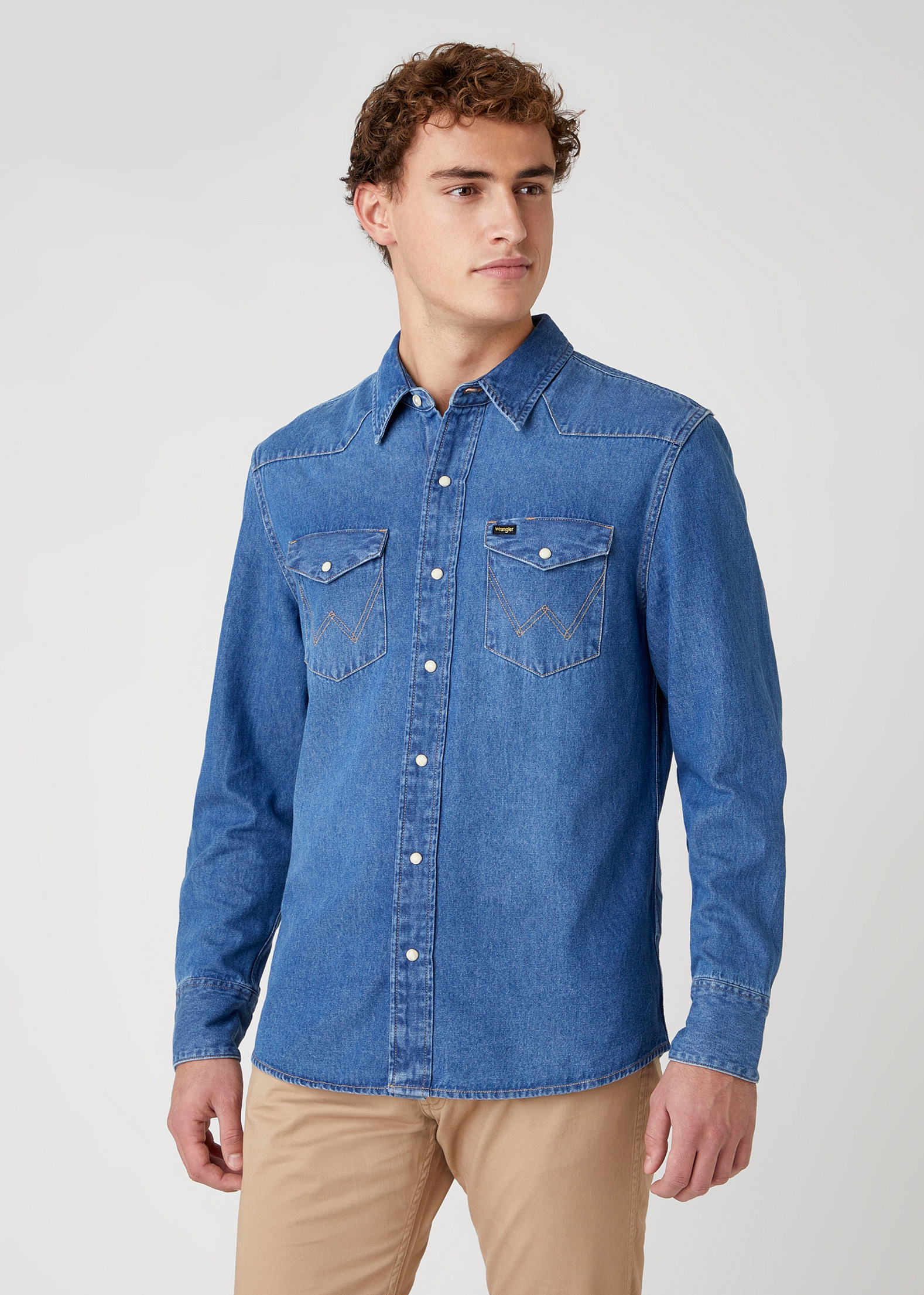 Men's Shirt Wrangler® Indigood Icons 27MW Western Shirt - 2 Years W5MSLW922  / Sky Blue