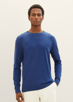 Tom Tailor® Mottled Knitted Sweater - Hockey Blue Dark Melange (1027661-32618) 