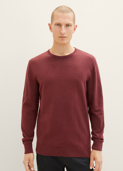 Tom Tailor® Mottled Knitted Sweater - Tawny Port Red Melange (1027661-32620) 