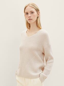 Tom Tailor® V-neck Knitted Sweater - Clouds Grey Melange (1039242-32398) 