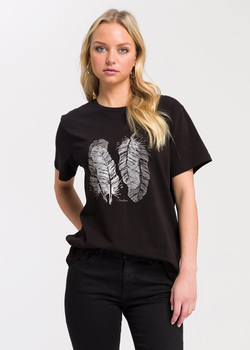 Cross Jeans® T-shirt C-Neck 2 Feathers - Black (020) (56026-020) 