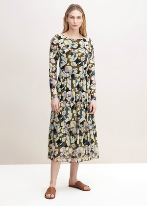 Woman's Dress Tom Tailor® Patterned midi dress - Olive Colorful Floral  Design 1030257-29151 / Multikolor