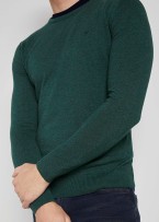 Tom Tailor® Basic Crew Neck Sweater - Midnight Forest Green Mélange