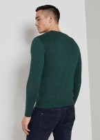 Tom Tailor® Basic Crew Neck Sweater - Midnight Forest Green Mélange