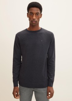 Tom Tailor® Simple knitted jumper - Black Grey Melange (1012819-10617) 