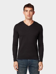 Tom Tailor® Basic V Neck Sweater - Black (1012820-29999) 