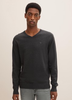 Tom Tailor® Simple knitted jumper - Black Grey Melange (1012820-10617) 