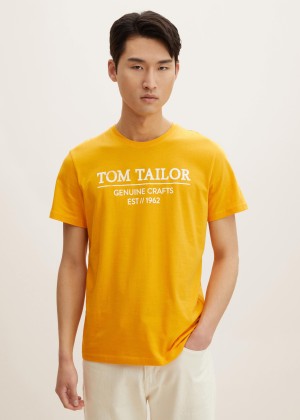 Tom Tailor® T-shirt with eyelet embroidery - Warm Yellow