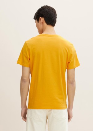 Tom Tailor® T-shirt with eyelet embroidery - Warm Yellow