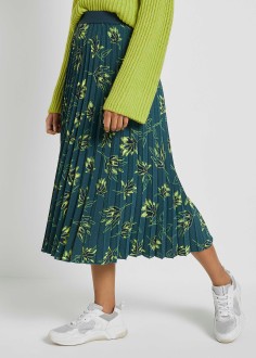 Tom Tailor® Skirt Plissé Aop - Deep Green Leaves Design (1024418-24722) 