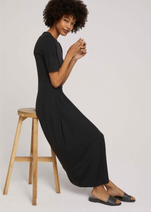 Tom Tailor® Dress Maxi Jersey Pleat - Deep Black