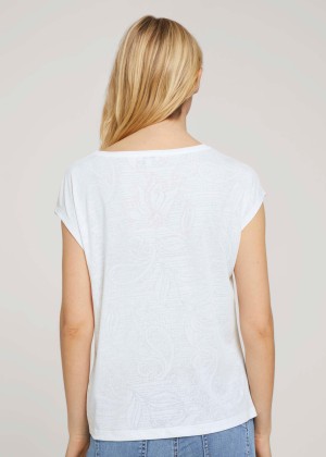 Tom Tailor® T-shirt Burn Out Knot - Offwhite Paisley Design