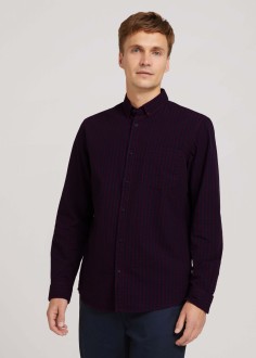Tom Tailor® Regular Vichy Melange Shirt - Burgundy Navy Mel Vichy Check (1028696-28459) 