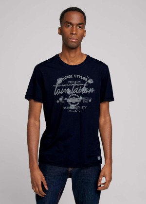 Tom Tailor® Tshirt Placement Print Overdye - Sky Captain Blue