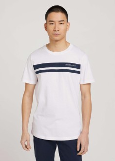 Denim Tom Tailor® T-shirt With A Logo Print - White (1029965-20000) 