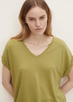 Tom Tailor® Vneck Textured T-shirt - Moderate Olive