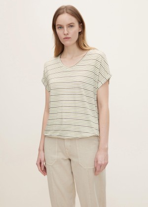 Tom Tailor® Striped t-shirt - Offwhite Olive Stripe