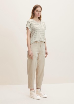 Tom Tailor® Striped t-shirt - Offwhite Olive Stripe