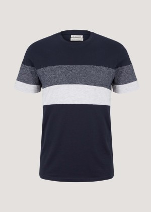Multi-coloured t-shirt with a striped pattern - Sky Captain Blue
