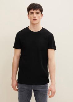 Denim Tom Tailor® T-shirt With A Chest Pocket - Black (1030694-29999) 