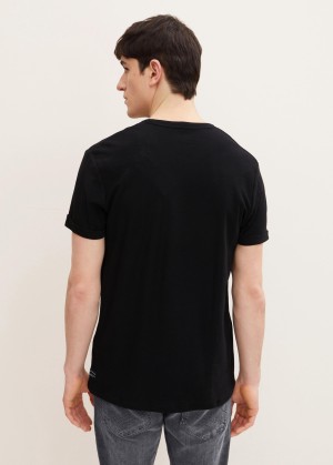 Denim Tom Tailor® T-shirt With A Chest Pocket - Black