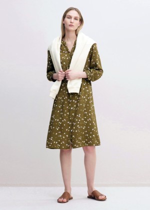 Tom Tailor® Patterned blouse dress - Olive small floral design