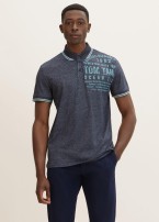 Tom Tailor® Polo shirt with a text print - Navy Streaky Grindle