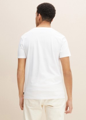Denim Tom Tailor® T-shirt With A Logo Print - White