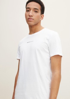 Denim Tom Tailor® T-shirt With A Logo Print - White (1032335-20000) 