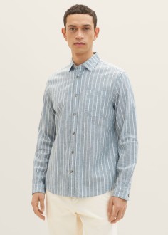 Tom Tailor® Patterned Shirt - Bluish Green Off White Stripe (1034905-31247) 
