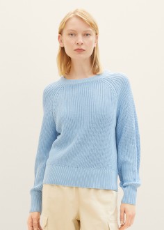 Denim Tom Tailor® Knitted Jumper With Raglan Sleeves - Soft Charming Blue (1038390-11139) 