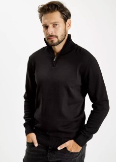 Cross Jeans® Sweater Halfzip - Black (020) (34244-020) 