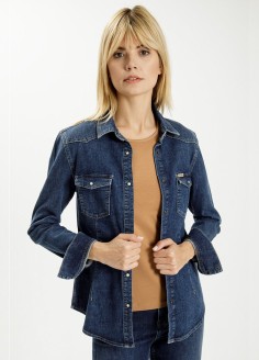Cross Jeans® Denim Shirt - Mid Blue (027) (A-535-027) 