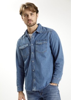 Cross Jeans® 2 pocket Denim Shirt - Light Blue (007) (A-222-007) 