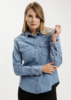 Cross Jeans® Denim Shirt - Mid Blue (019) (A-601-019) 