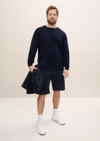 Tom Tailor® Basic sweater with logo embroidery - Knitted Navy Melange