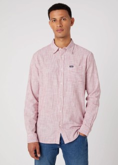 Wrangler® Long Sleeve 1 Pocket Shirt - Red Stripe (W5A27OX47) 