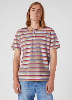 Wrangler® Polo Shirt - Burro Brown Stripe